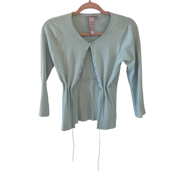 Vintage Y2K "Awesome" Button Front Knit Cardigan Top Blue Size M - Picture 5 of 10